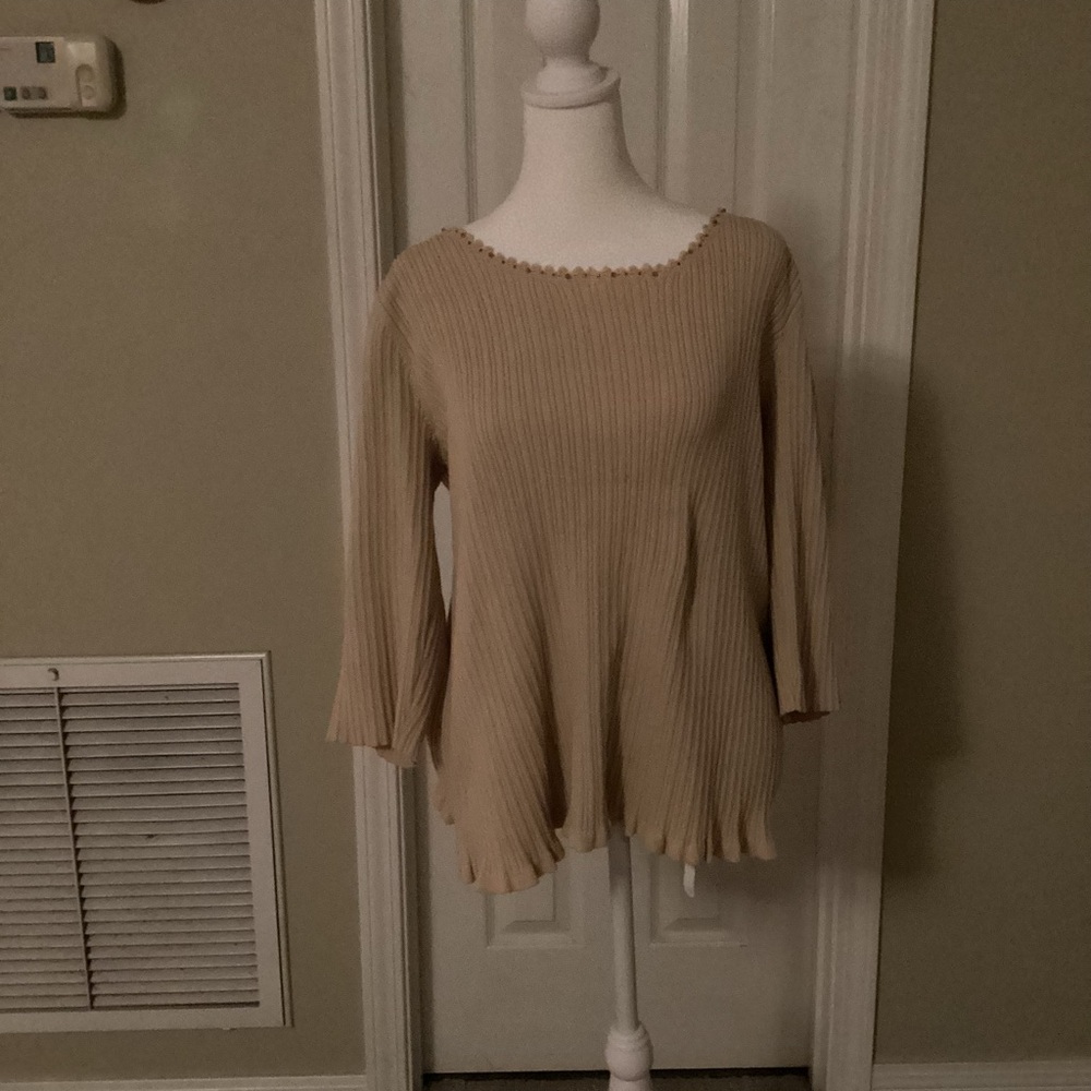 Zara Cream Ribbed Knit Top